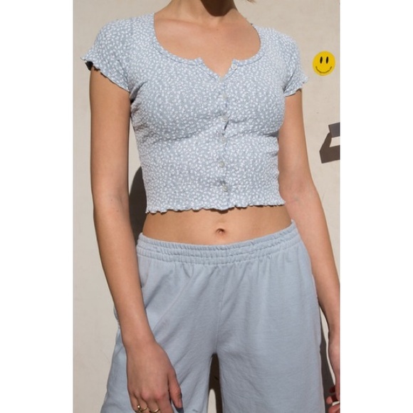 Brandy Melville Tops Brandy Melville Blue Floral Zelly Top Poshmark